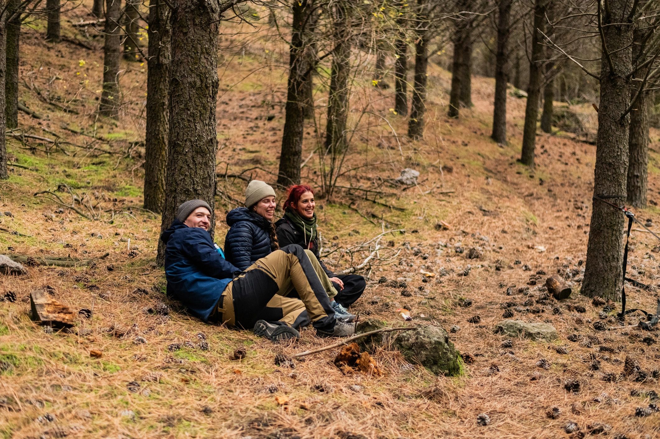 Friends enjoying a forest outing in Patagonia