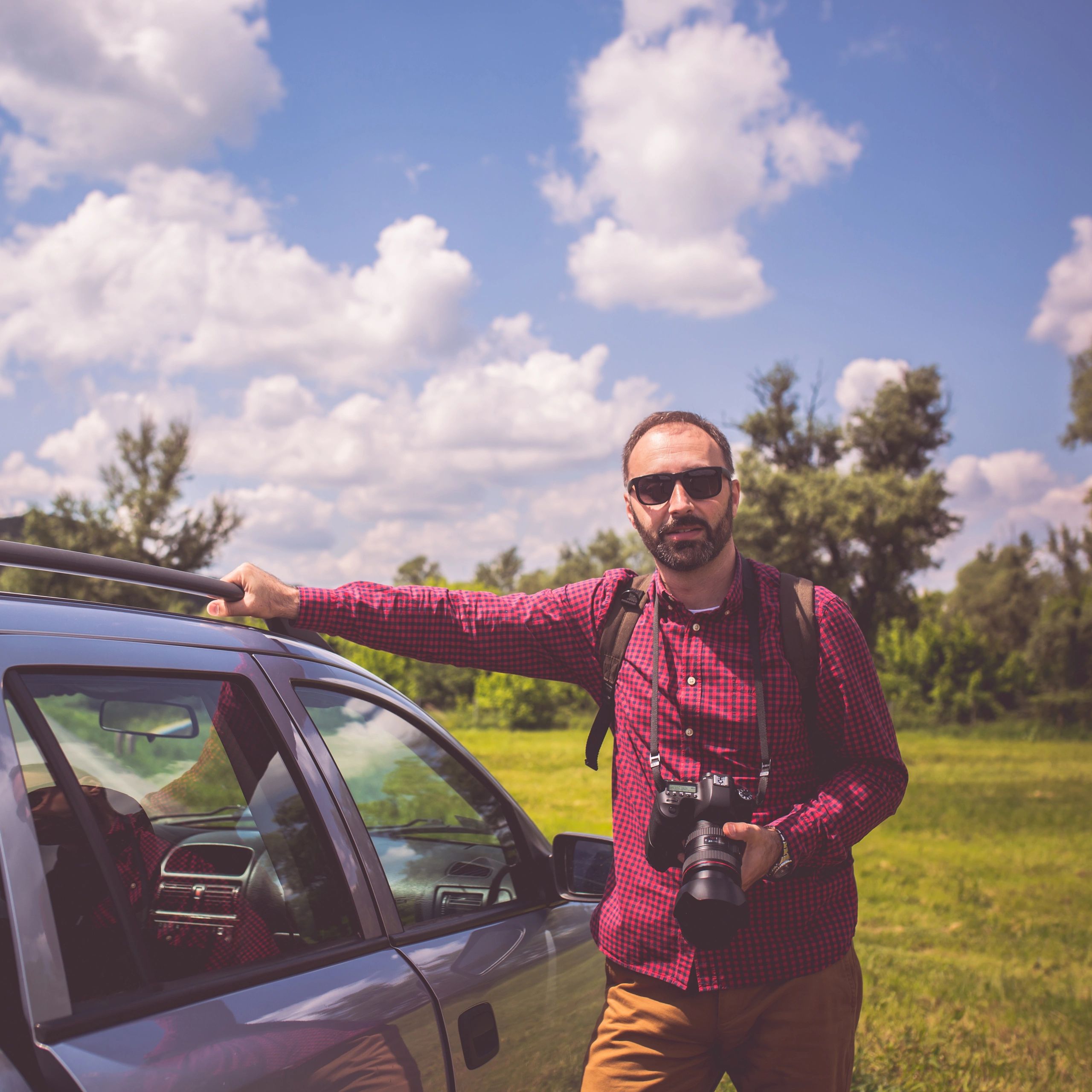 Portrait of outdoor photographer in nature